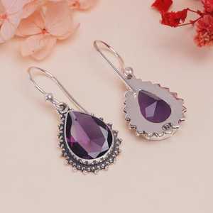 Pendientes de Plata de Ley con Amatista Chapados en Oro, Hechos a Mano, con Piedras Preciosas Moradas, Joyería de Fiesta para Regalo de Mujer - Product Image 2