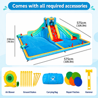 Castillo Inflable Acuático Personalizable con Tobogán, Tela Oxford 420D 840D Reforzada, Capacidad para 4 Niños, Dos Cañones de Agua, Ideal para Campamentos de Verano