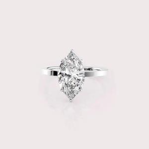 IGI Certified Marquise Shape Lab Created Diamond Engagement / Wedding <b>Ring</b> 9K Rose / Yellow & White Gold Classic Solitaire <b>Ring</b> - Product Image 1