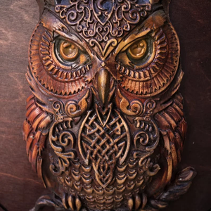 โล่ไวกิ้งรูปนกฮูกไวกิ้งตกแต่งผนังผนังผนังศิลปะทำด้วยมือตกแต่งบ้านโล่โดยหัตถกรรม Calvin - Product Image 3