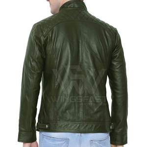 Veste d'hiver pour hommes en cuir de vache col montant avec logo sur le devant pour l'extérieur vente en gros - Product Image 3