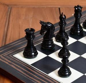 Pièces d'échecs professionnelles neuves de style impérial, en bois d'ébène véritable, jeu d'échecs en bois de buis, roi de 3,75 pouces, reines supplémentaires - Product Image 1