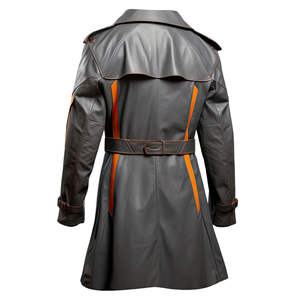 Handmade Real Leather Men's <b>Coat</b> Durable Black and Orange Winter Outerwear, Stylish Slim Fit Motorcycle Fashion Jacket - Product Image 2