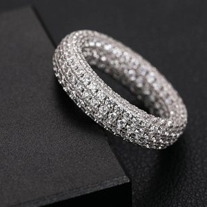 แหวนเงินแท้สไตล์ฮิปฮอปหรูหรา925มีเพชรปลูกแบบ VVS เหมาะสำหรับผู้หญิงในงานแต่งงานและงานปาร์ตี้ - Product Image 1