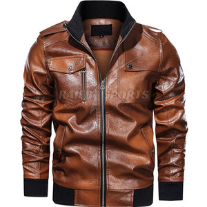 2025 haute qualité en cuir véritable hommes veste col montant avant Logo personnalisé couleur Design coupe-vent respirant Style Vintage - Product Image 1