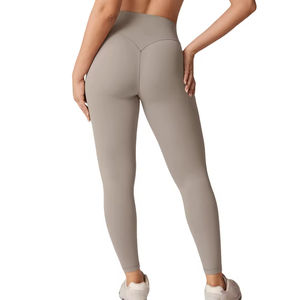 Leggings de yoga pour femmes, écologiques, en coton et fibres de bambou, taille haute élastique, vêtements de sport de haute qualité, vente en gros - Product Image 2