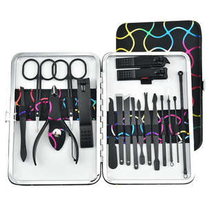 Ensemble de manucure en acier inoxydable noir personnalisé de 18 pièces coupe-ongles ciseaux oreille cuillère outils de pédicure ensemble de manucure pour nourrissons vente en gros - Product Image 5