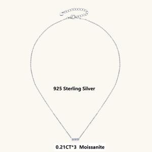 Collar de Barra de Moissanita de 3.75mm, Plata de Ley 925, Collar con Colgante de 3 Piedras con Corte Brillante, Cadena Delicada, Joyería para Mujer - Product Image 6