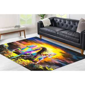 Running Horse <b>Painting</b> Rug, Printed Rug, Animal Rugs, Farmhouse Rug,Chenille Rug - Product Image 2