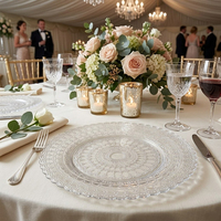 Assiette de présentation transparente de 13 pouces pour décorer les mariages et les banquets, assiettes vintage rondes transparentes classiques