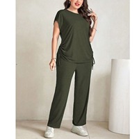 Ensemble deux pièces décontracté pour femme, automne, de haute qualité, uni, boutonné, t-shirt à manches courtes, coupe ajustée, 100% coton, respirant, écologique