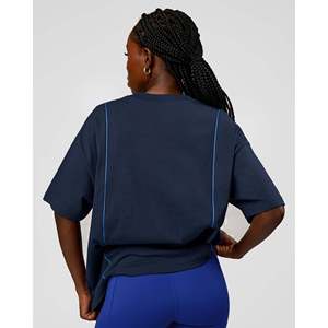 T-shirt ample et tendance Axis Heavyweight Oversized Boxed Tee - Bleu marine Future Palace 240 GSM avec broderie personnalisée - Product Image 5