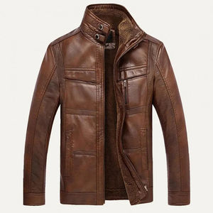 2025 personnalisé nouveau hiver mode Design élégant en cuir véritable avec capuche droite Colar Top vente solide veste pour hommes - Product Image 5