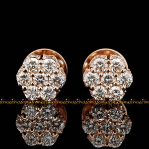 Pendientes de tuerca mejorados a la moda elaborados con diamantes cultivados en laboratorio de claridad VVS de corte brillante redondo de Plata de Ley 925 - Product Image 3