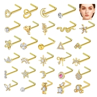 Edelstahl L-Form Nasenstecker Mond Herz Ring Vergoldet Nasenloch-Schraubpiercing Schmuck für Frauen Kundenspezifischer Großhandel OEM ODM