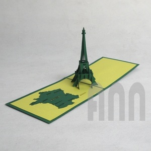 Torre Eiffel Pop-Up Tarjeta de felicitación Papel tallado Edificio Recuerdo para cumpleaños o Año Nuevo Dulce regalo de cumpleaños - Product Image 1
