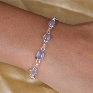 Handmade 925 Sterling <b>Silver</b> <b>Bracelet</b> Chalcedony Gemstone Amazing Designer <b>Bangles</b> for Wife's Wedding Perfect Gift for Wedding - Product Image 1