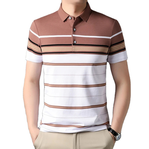 100% Cotton, Short Sleeve, Anti-wrinkle, Men's <b>T</b>-<b>shirts</b> Polo Men's Polo <b>Shirt</b> Casual Classic Striped with Turn Down <b>Collar</b> Oem - Product Image 1