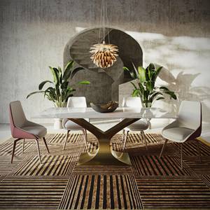 Chaises de salle à manger en similicuir capitonnées de style scandinave avec pieds en métal pour l'ameublement de la maison - Product Image 5