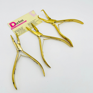 Alicates hechos a medida de acero inoxidable para extensiones de cabello Etiqueta privada personalizada Abrazadera de resorte doble Herramientas de extensión de cabello de plasma dorado - Product Image 1