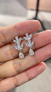 10.00CT Floral <b>Diamond</b> Drop <b>Earrings</b>, Marquise & Pear Shape Lab Grown <b>Diamond</b> <b>Earrings</b>, Botanical <b>Dangle</b> <b>Earrings</b>, Gift for Her - Product Image 4