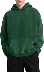Teint uni pour la saison d'automne Tendance 100% coton Sweats à capuche pour hommes Sweats à capuche thermiques personnalisés avec impression bouffante - Product Image 2