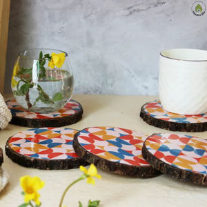 Handmade High Quality Natural Solid Wooden Printed Bohemian Style Eco-Friendly Customized Design Decorative <b>Drink</b> <b>Coaster</b> for - Product Image 1