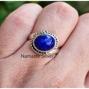 <b>Lapis</b> <b>Lazuli</b> Silver <b>Ring</b> Inlaid Gemstone Sterling Silver Jewelry Perfect Gift for Her - Product Image 3