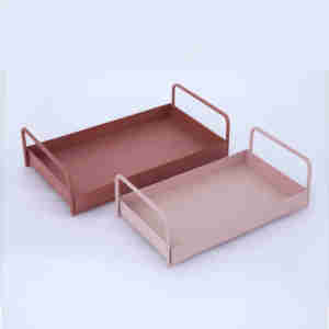 Plateau de service en métal avec poignées latérales, design minimaliste, organisateur pour la maison, l'hôtel, le restaurant, le café, le bar, le mariage, utilisation durable PlusX - Product Image 4