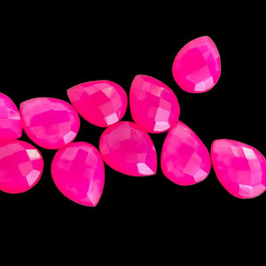 <b>Pink</b> Chalcedony Drop Beads Faceted Pear Cut <b>Pink</b> Gemstones Natural Chalcedony Crafting <b>Jewellery</b> - Product Image 1