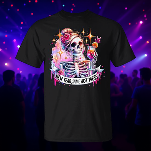 สวัสดีปีใหม่ 2023 เสื้อยืดพิมพ์ลายโครงกระดูกสำหรับผู้ชาย เสื้อผ้าโปรโมชั่นสำหรับเทศกาล - Product Image 3