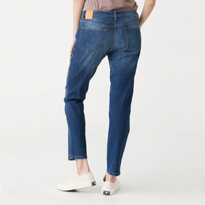 New Arrival Custom Vintage Denim Washed Breathable Eco-Friendly INS Hot Sale Mid Waist Mom <b>Jeans</b> Women <b>Jeans</b> Zipper <b>Button</b> - Product Image 3