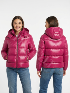 Chaqueta Acolchada con Capucha Brillante para Mujer, Transpirable, Cómoda, Acolchada, Cálida, con Cierre, Informal, de Invierno - Product Image 4