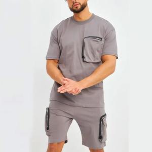 2023 Premium Quality Factory-Made Summer Set for Men 100% Cotton Casual Style Solid Pattern Cheap Price - Product Image 3