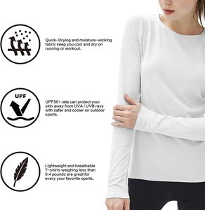 Hauts d'entraînement avec poches randonnée maillot de bain Rash Guard pour femme UPF 50 + SPF Protection UV manches longues - Product Image 4