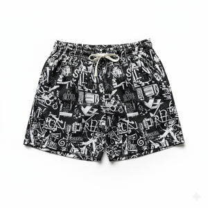 Shorts en maille pour hommes, séchage rapide, OEM, graffiti abstrait, streetwear, imprimé lettres, shorts décontractés d'été - Product Image 1