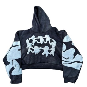 Sudadera con capucha extragrande y corta para hombre, con estampado 3D en relieve, estilo urbano, sudadera con capucha y sudadera para hombre - Product Image 4