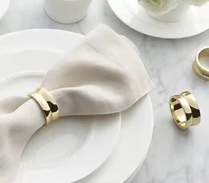 Porte-serviettes en métal en laiton poli miroir Décoration de table Anneaux de porte-serviettes de mariage - Product Image 2