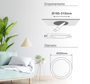 Luminaria LED Empotrable Redonda Gris de 18W y 4000K (GSC 201000102) - Product Image 3