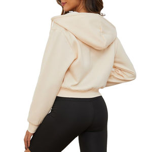 High Quality Stylish Design Trendy Apparel Lightweight Cozy Printed Crop Oversize Turtleneck <b>Zipper</b>-up Short <b>Hoodies</b> for <b>Woman</b> - Product Image 2