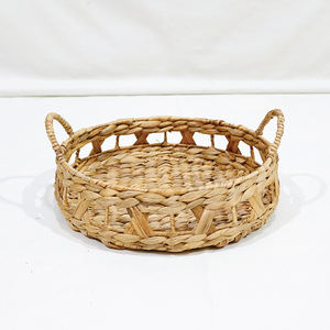 Artex Dong Thap Plateau de service rond fait à la main Design tissé en jacinthe d'eau avec poignées - Product Image 2