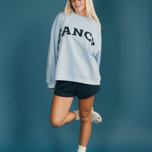 Sweat-shirt à col montant réversible pour femme, imprimé personnalisé sur le devant, manches longues, surdimensionné, en polaire écologique, pour l'hiver - Product Image 1