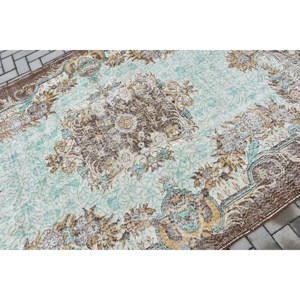 Turkish 5.7x9 ft Rug, Vintage Rug, <b>Brown</b> Floral Rug <b>Wool</b> - Product Image 5