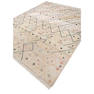 Tapis en laine noué à la main Manchaha Ivory, motif géométrique classique pour salon, couloir, tapis rectangulaire pour adolescents - LGS-32 Jaipur - Product Image 2