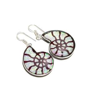 ต่างหูอัญมณีแอมโมไนต์ทำมือหลากสีทำด้วยมือทำจากเงินแท้สำหรับงานแต่งงาน925 - Product Image 2