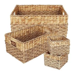 Essentials <b>Wicker</b> <b>Storage</b> <b>Basket</b> Set Seagrass Mixed Water Hyacinth <b>Storage</b> <b>Baskets</b> for Organizing Bathroom Living Room - Product Image 1