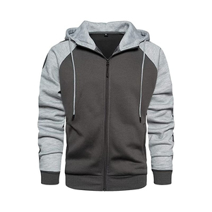 Invierno manga raglán cremallera sudaderas con capucha logotipo personalizado poliéster/algodón al por mayor para hombres - Product Image 3
