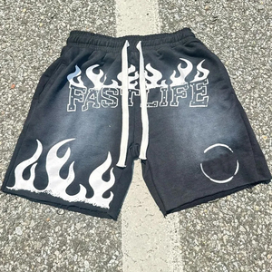 Nuevos pantalones cortos de alta calidad de gran tamaño para hombre, lavados con ácido, Vintage Sun Fade, logotipo desgastado personalizado, estampado DTG, bolsillos medios transpirables - Product Image 2