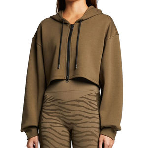 Venta al por mayor de manga larga Sudadera con capucha Señora Mujeres Crop Top Pullover Sudaderas con capucha cortas para las mujeres - Product Image 6