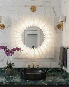 กระจกตกแต่งผนังทรงโมเดิร์นสุดหรู ทำมือด้วยกระจกและกรอบไม้ พร้อมไฟ LED ปรับแต่งได้ เหมาะสำหรับตกแต่งงานเทศกาล งานแต่งงาน รอมฎอน อีสเตอร์ และห้องน้ำ - Product Image 1